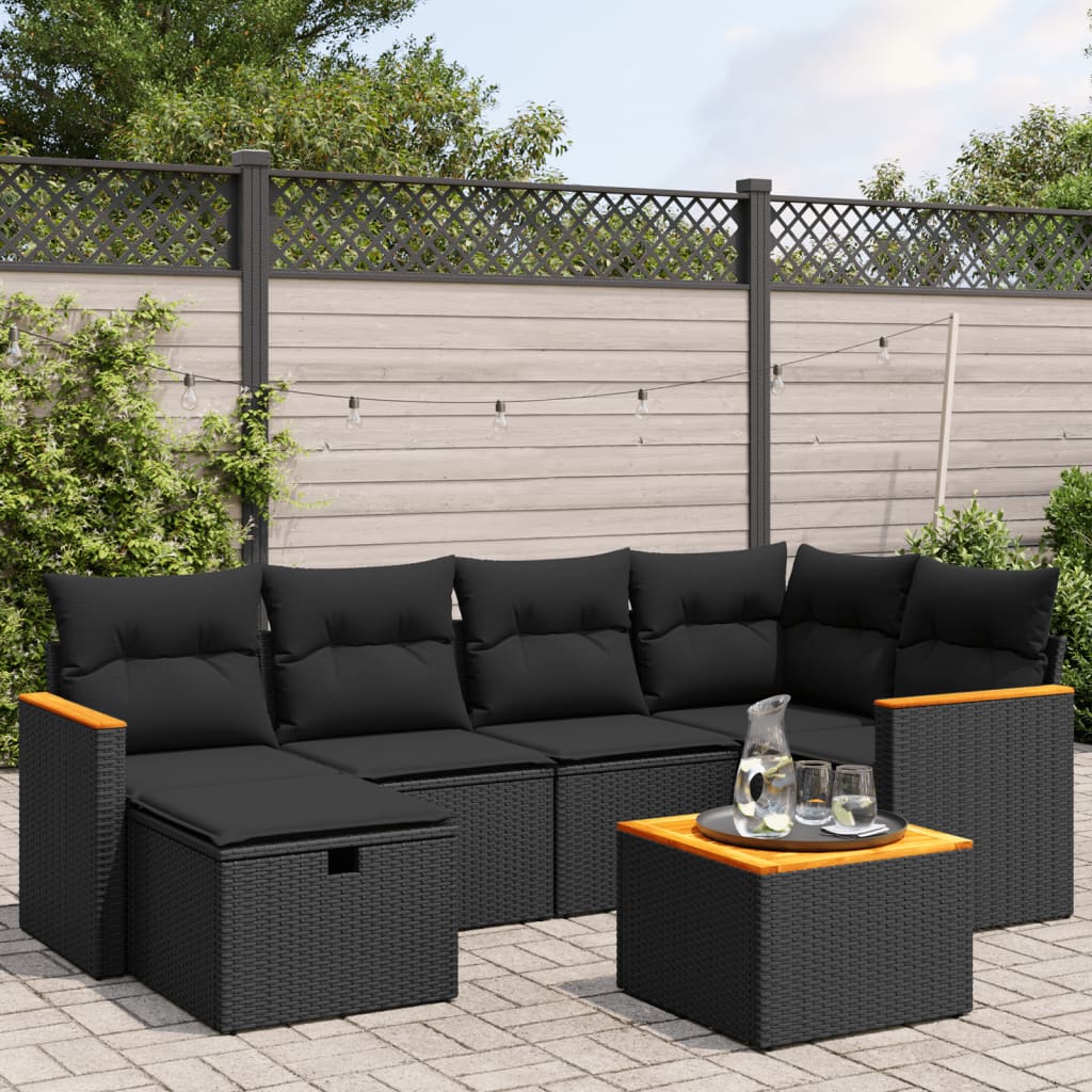 Set Mobilier De Grădină Cu Perne, 6 Piese, , Poliratan
