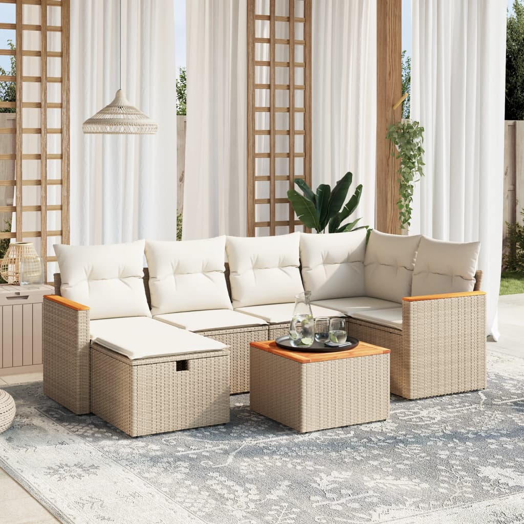 Set Mobilier De Grădină Cu Perne, 6 Piese, , Poliratan