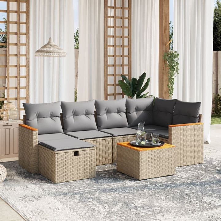 Set Mobilier De Grădină Cu Perne, 6 Piese, , Poliratan