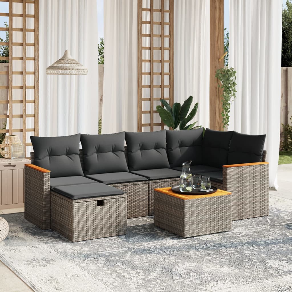 Set Mobilier De Grădină Cu Perne, 6 Piese, , Poliratan