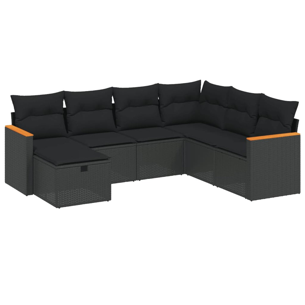 Set Canapele De Grădină Cu Perne, 7 Piese, , Poliratan