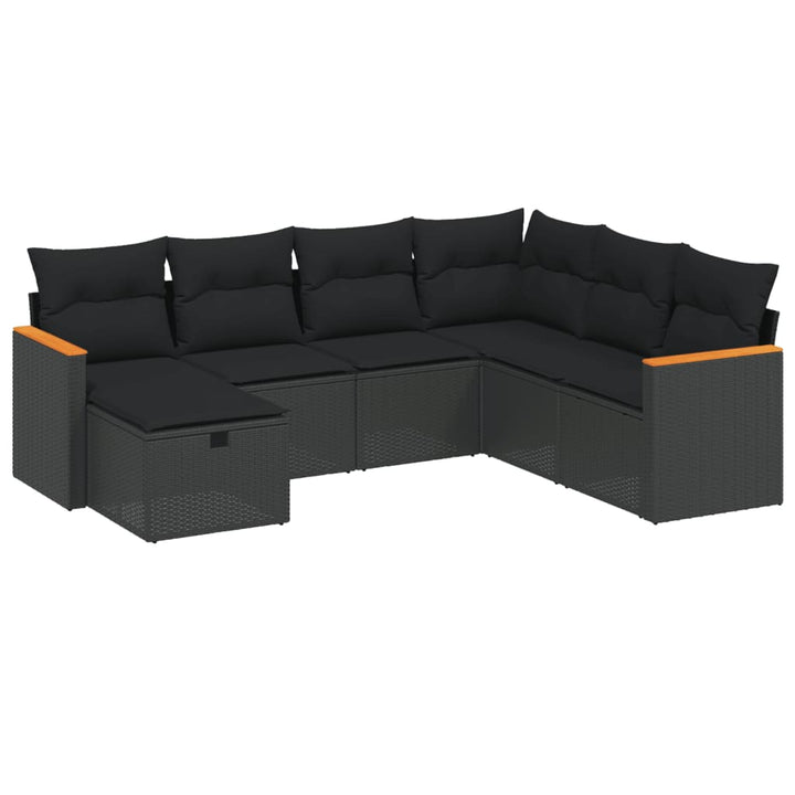 Set Canapele De Grădină Cu Perne, 7 Piese, , Poliratan
