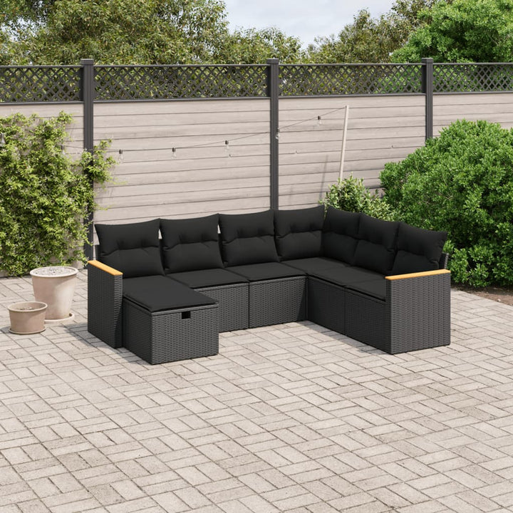 Set Canapele De Grădină Cu Perne, 7 Piese, , Poliratan