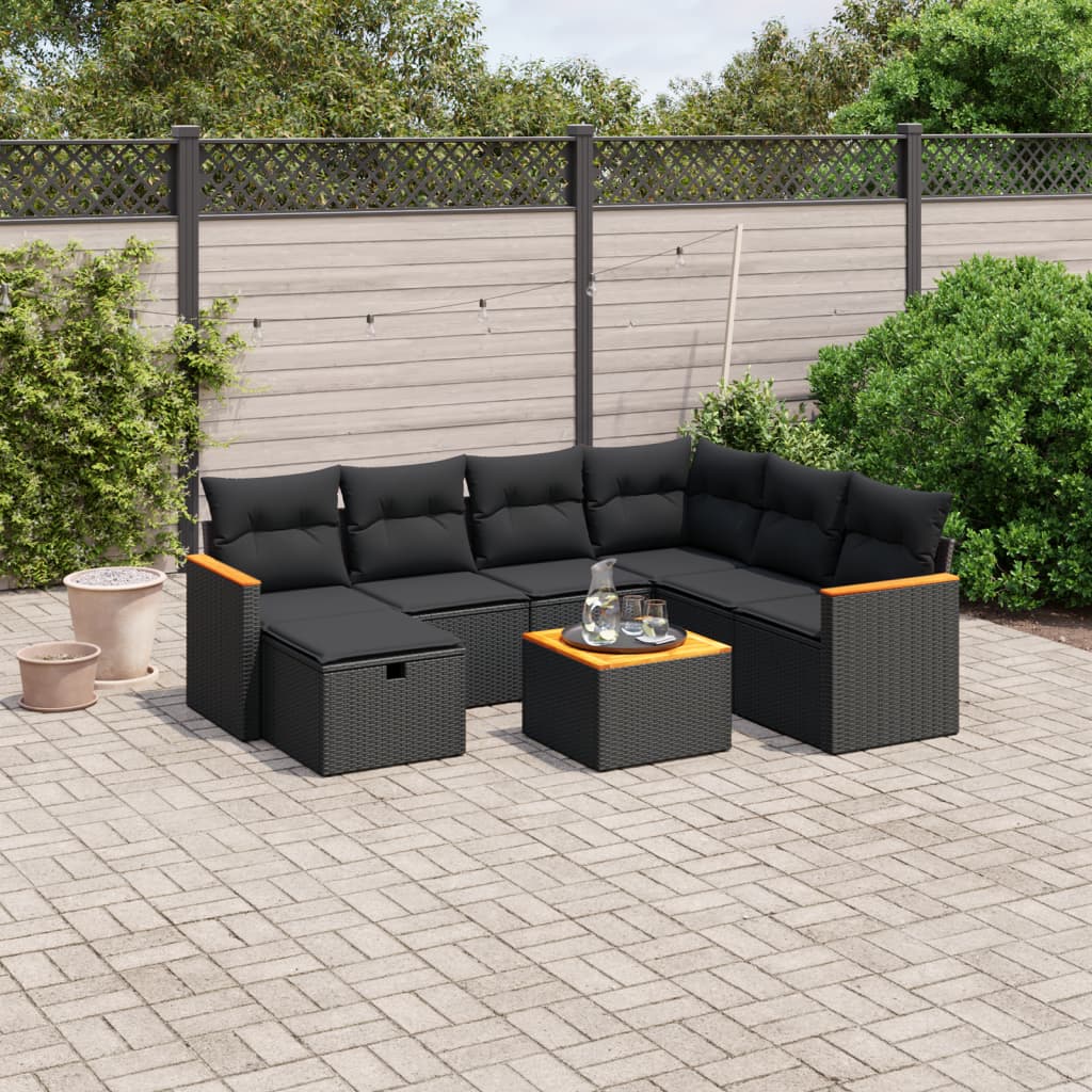 Set Canapele De Grădină Cu Perne, 7 Piese, , Poliratan