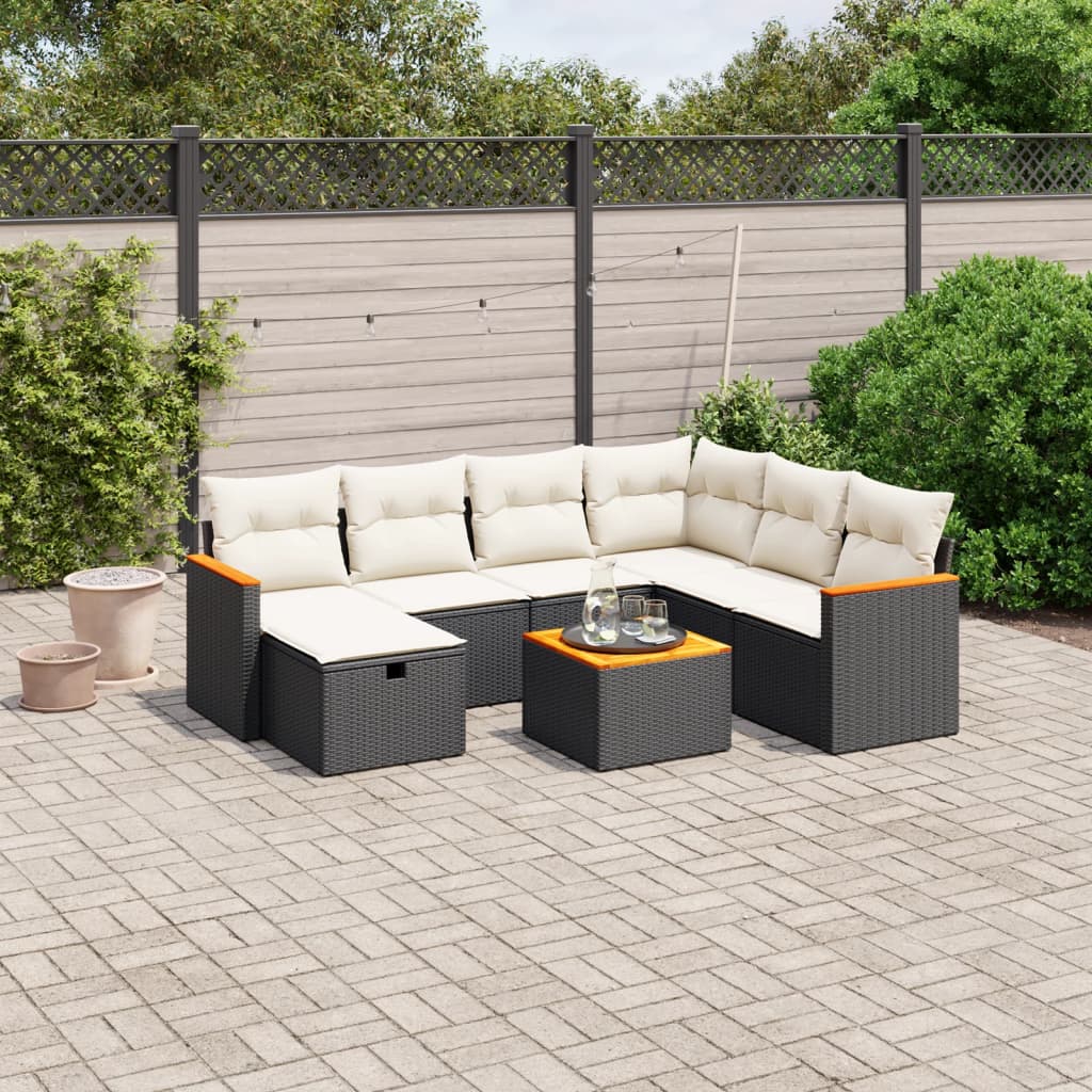 Set Canapele De Grădină Cu Perne, 7 Piese, , Poliratan
