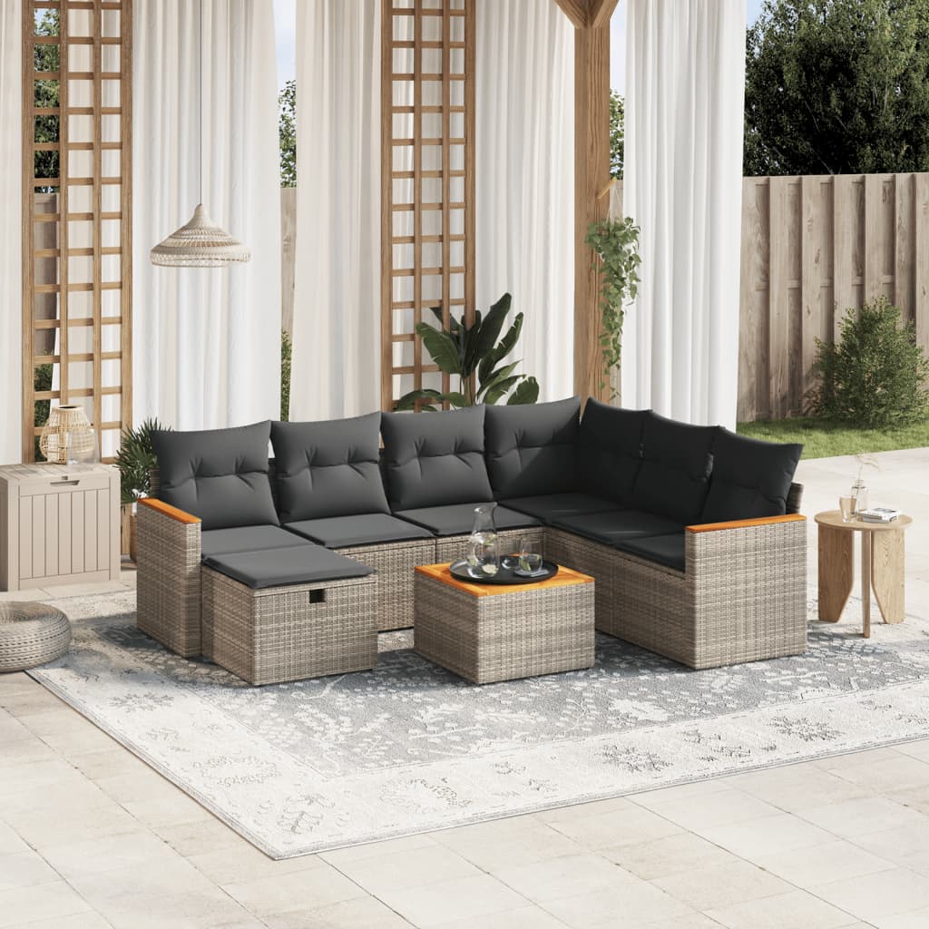 Set Canapele De Grădină Cu Perne, 7 Piese, , Poliratan