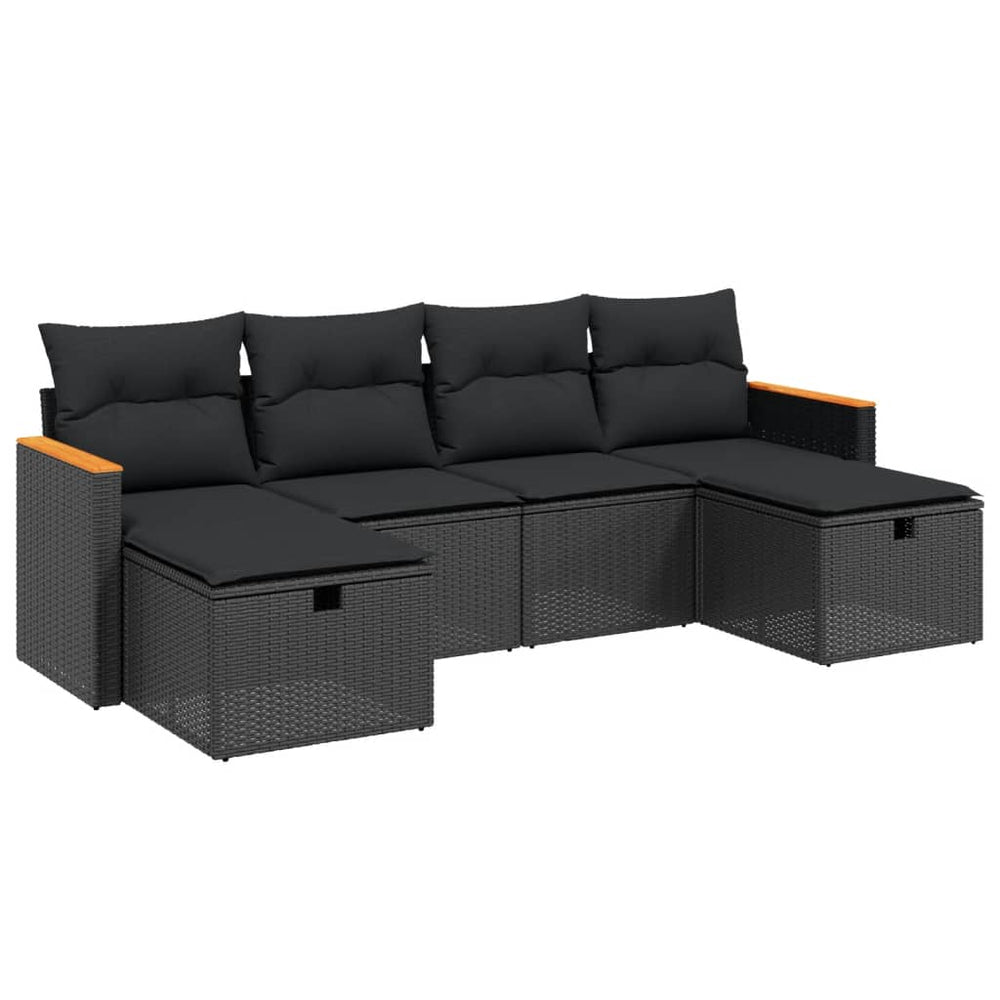 Set Mobilier De Grădină Cu Perne, 6 Piese, , Poliratan