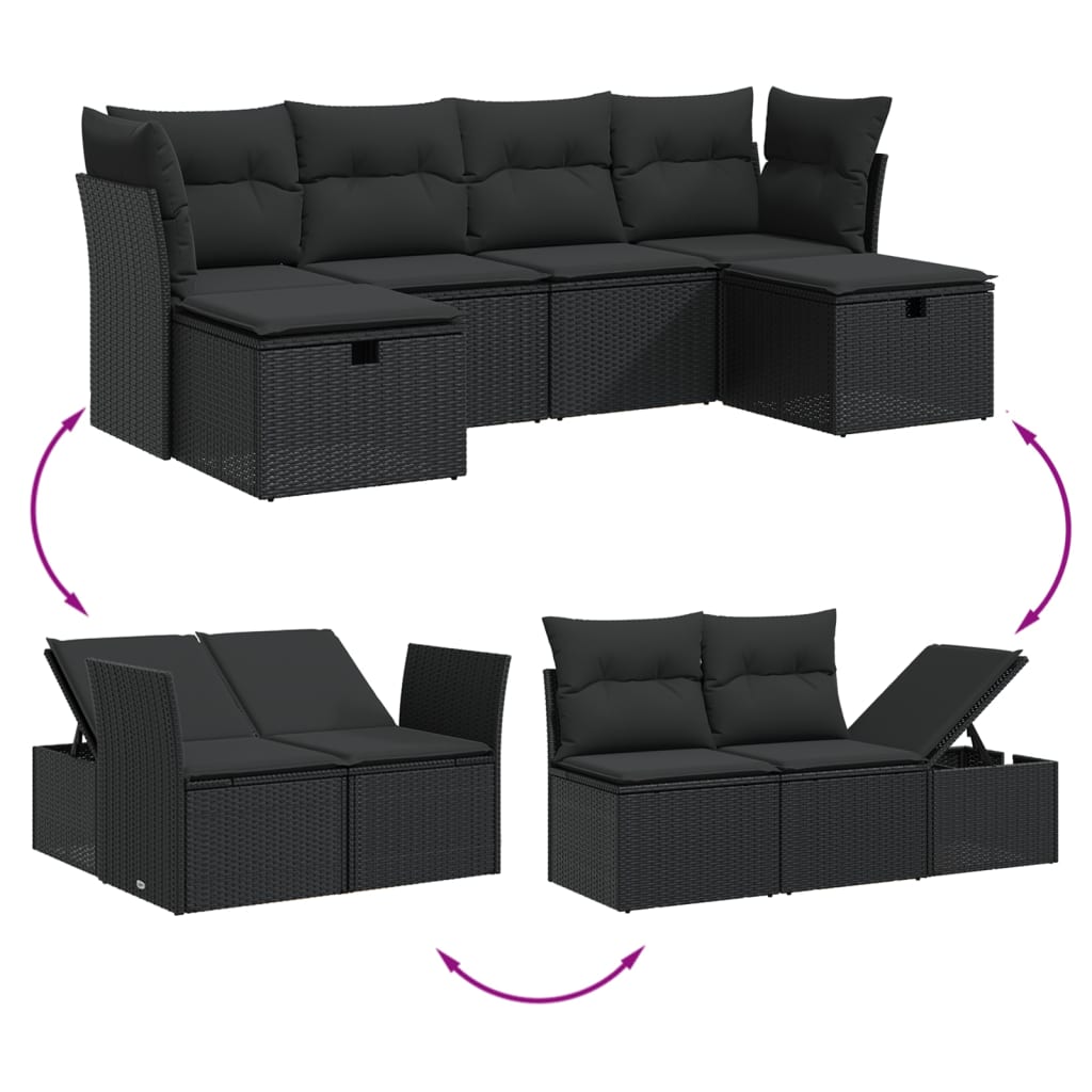 Set Mobilier De Grădină Cu Perne, 6 Piese, , Poliratan
