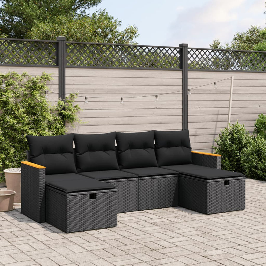 Set Mobilier De Grădină Cu Perne, 6 Piese, , Poliratan