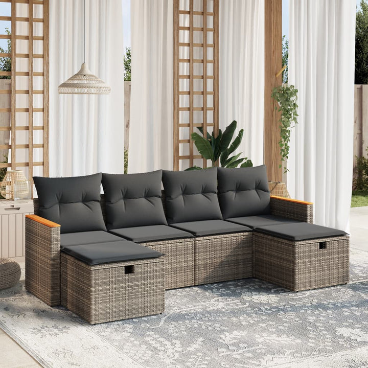 Set Mobilier De Grădină Cu Perne, 6 Piese, , Poliratan