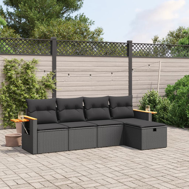 Set Canapea De Grădină Cu Perne, 5 Piese, , Poliratan