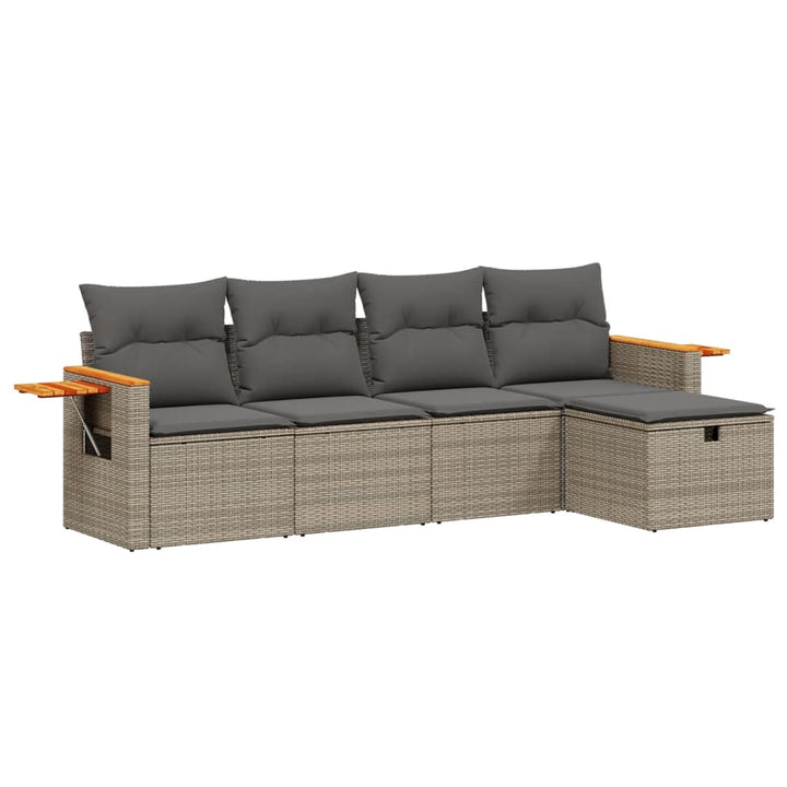 Set Canapea De Grădină Cu Perne, 5 Piese, , Poliratan