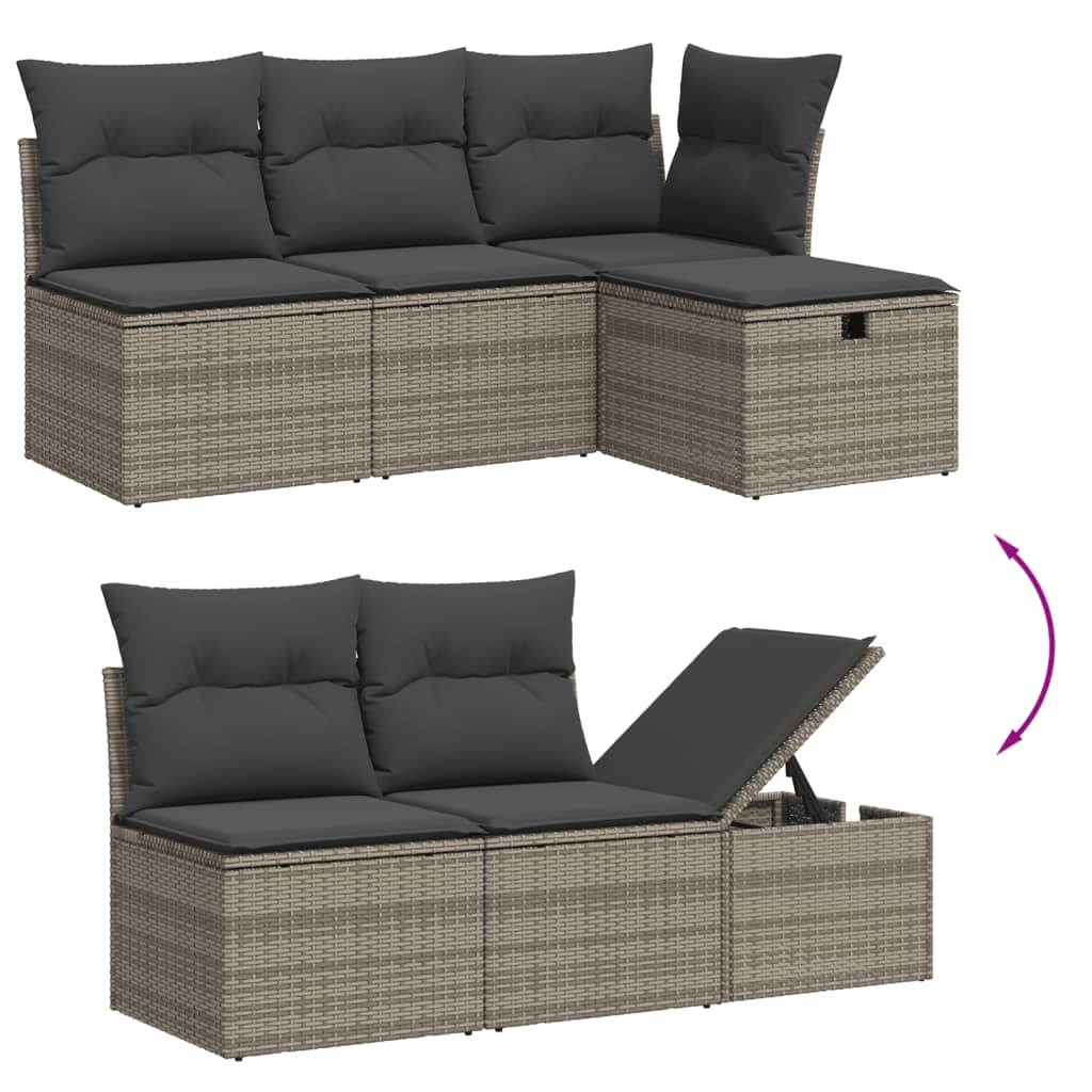 Set Canapea De Grădină Cu Perne, 5 Piese, , Poliratan