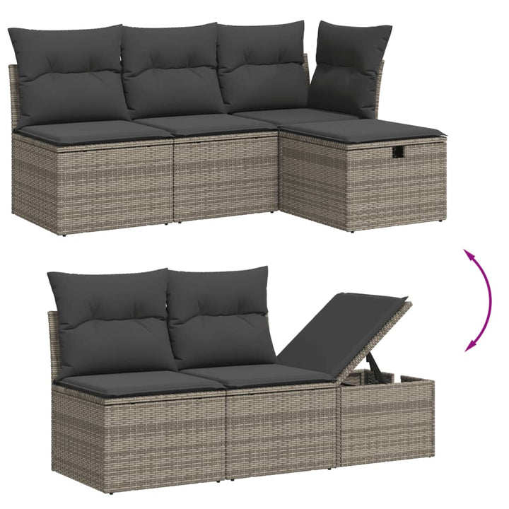 Set Canapea De Grădină Cu Perne, 5 Piese, , Poliratan