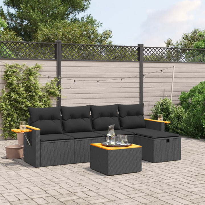 Set Canapea De Grădină Cu Perne, 5 Piese, , Poliratan