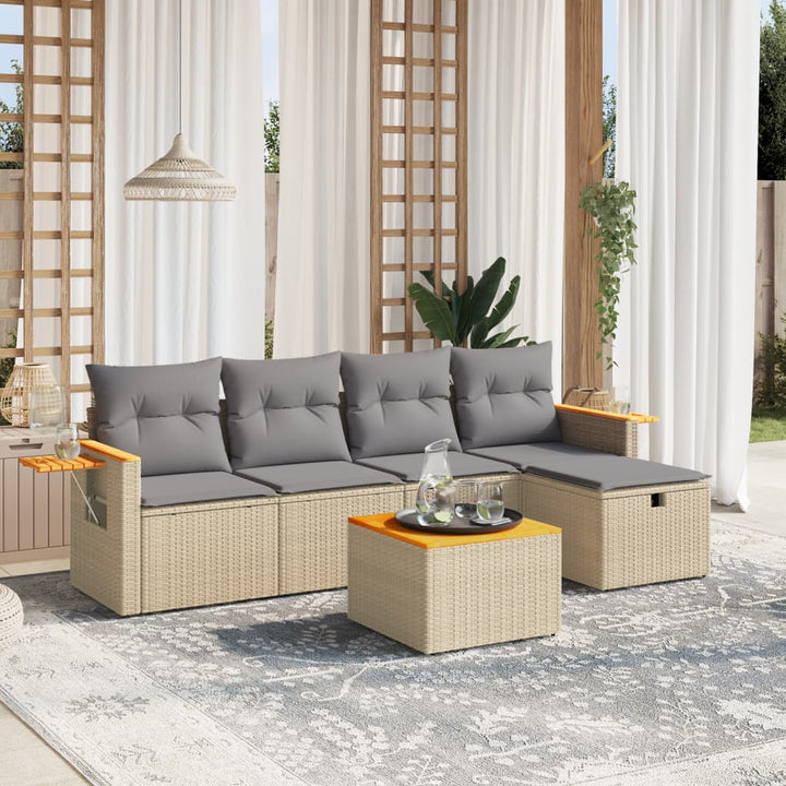 Set Canapea De Grădină Cu Perne, 5 Piese, , Poliratan