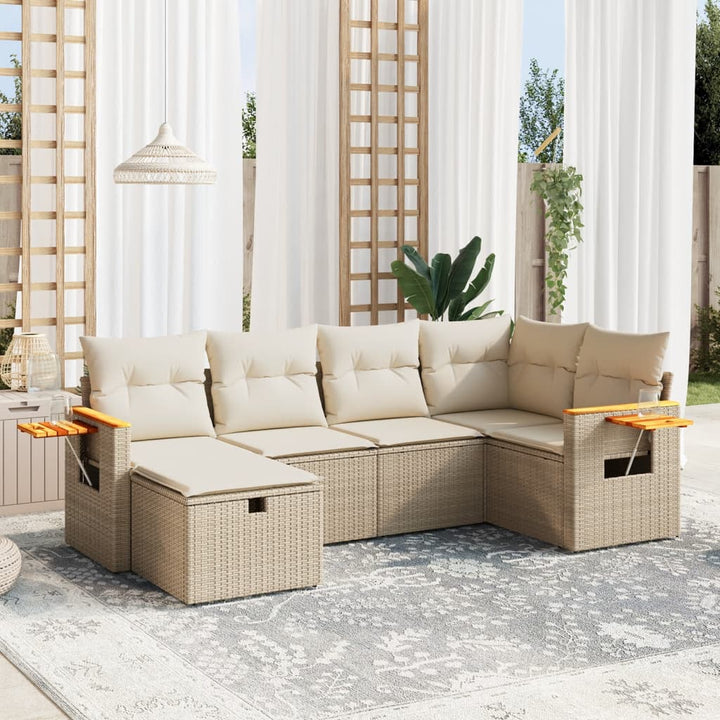Set Canapele De Grădină, 7 Piese, Cu Perne, , Poliratan