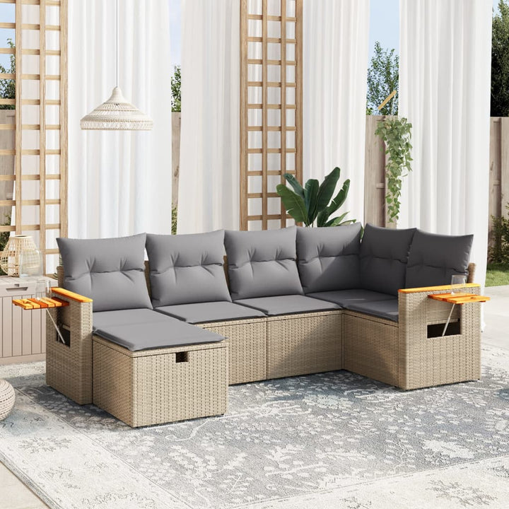Set Canapele De Grădină, 7 Piese, Cu Perne, , Poliratan