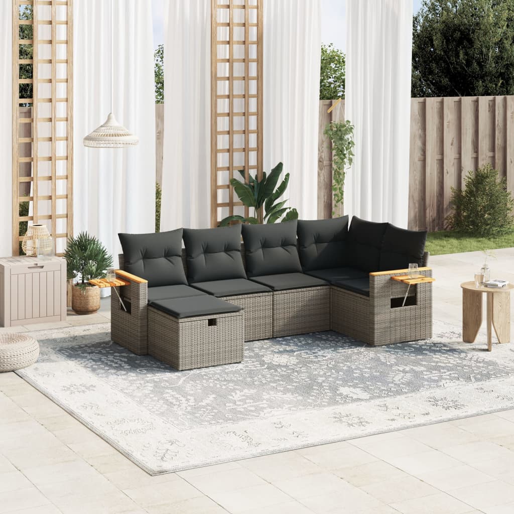 Set Canapele De Grădină, 7 Piese, Cu Perne, , Poliratan