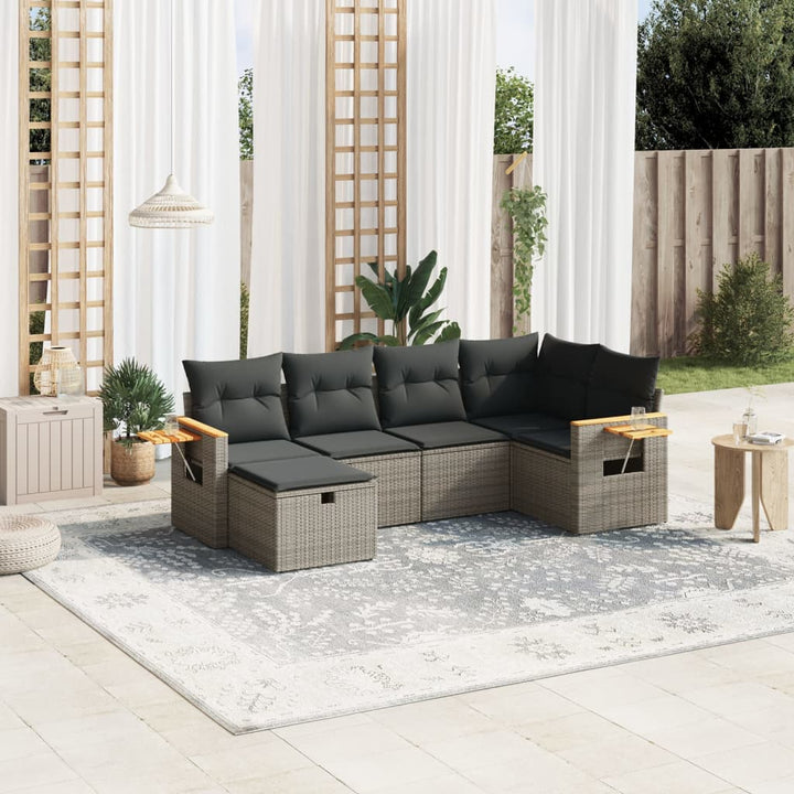 Set Canapele De Grădină, 7 Piese, Cu Perne, , Poliratan