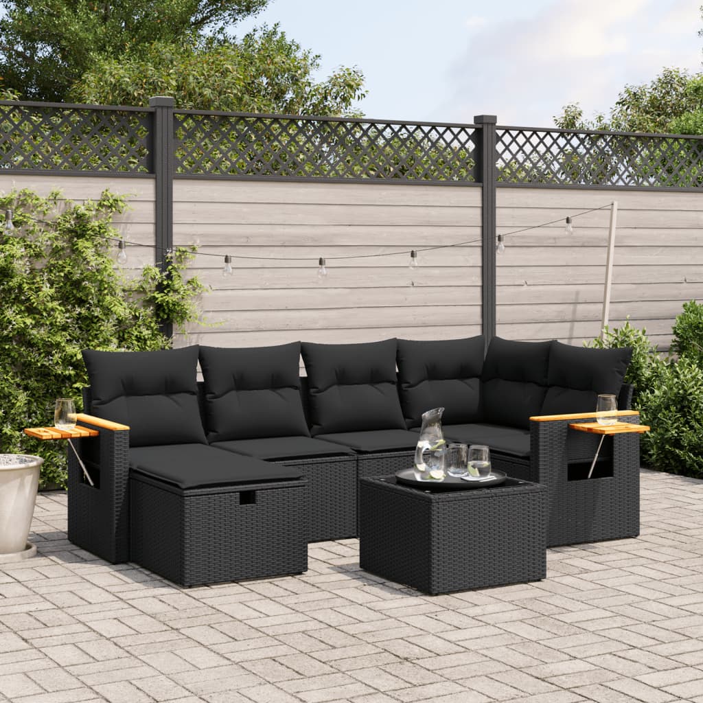 Set Canapele De Grădină, 7 Piese, Cu Perne, , Poliratan