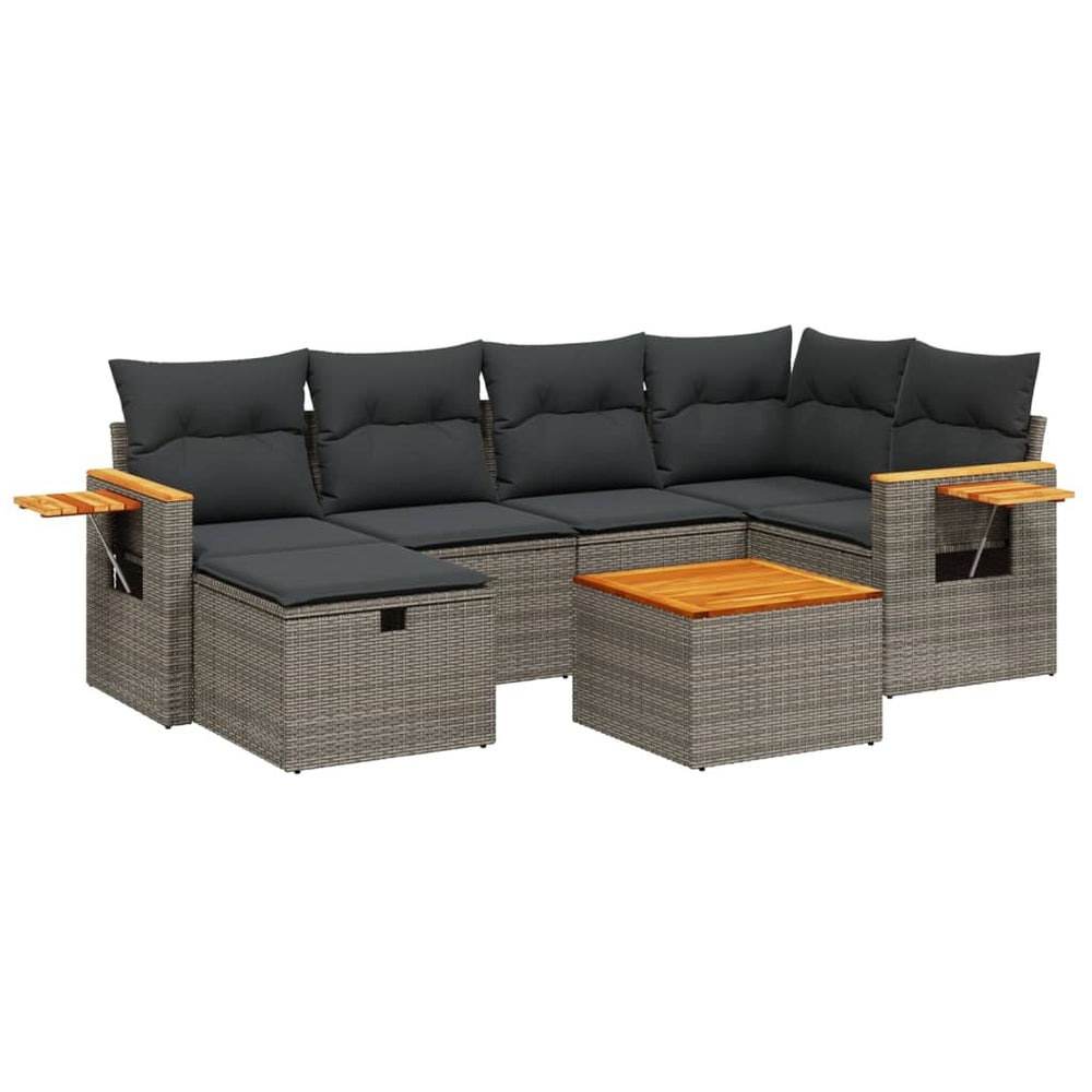 Set Canapele De Grădină, 7 Piese, Cu Perne, , Poliratan