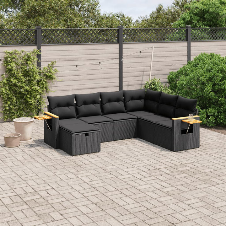 Set Canapele De Grădină, 7 Piese, Cu Perne, , Poliratan