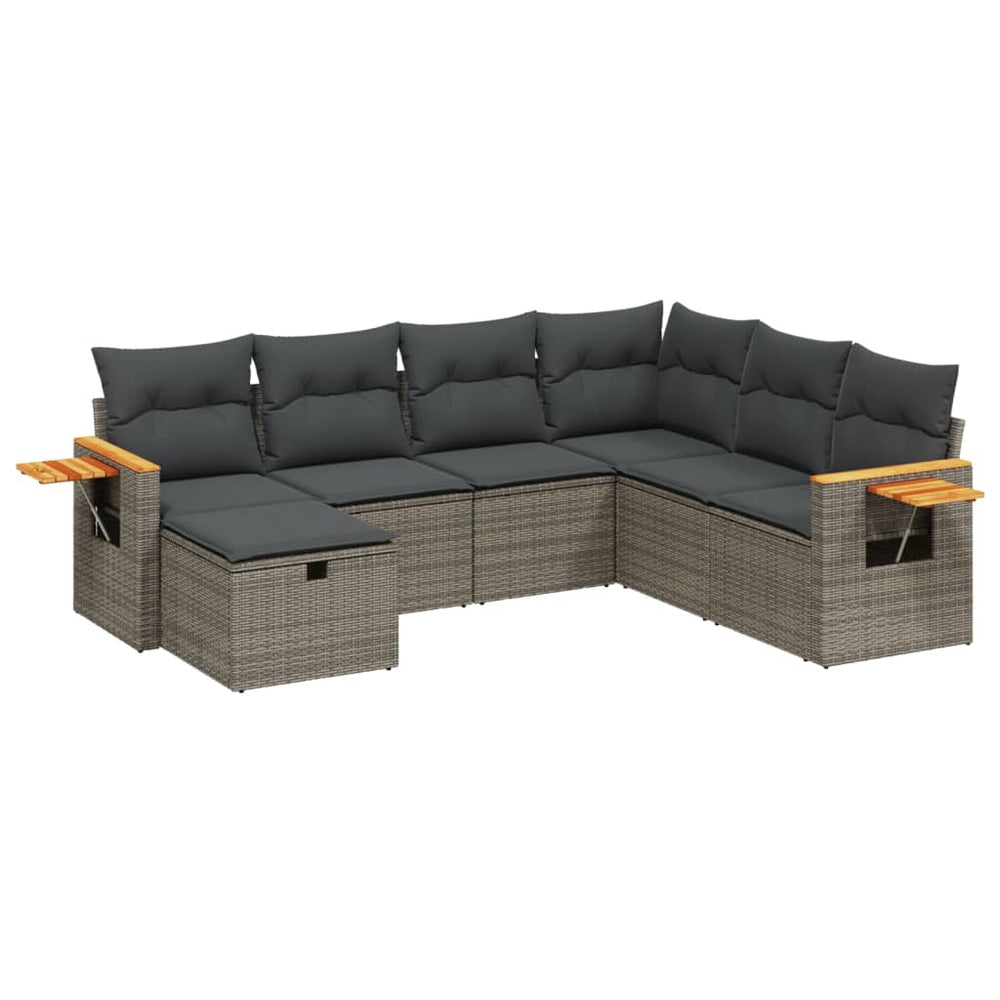 Set Canapele De Grădină, 7 Piese, Cu Perne, , Poliratan