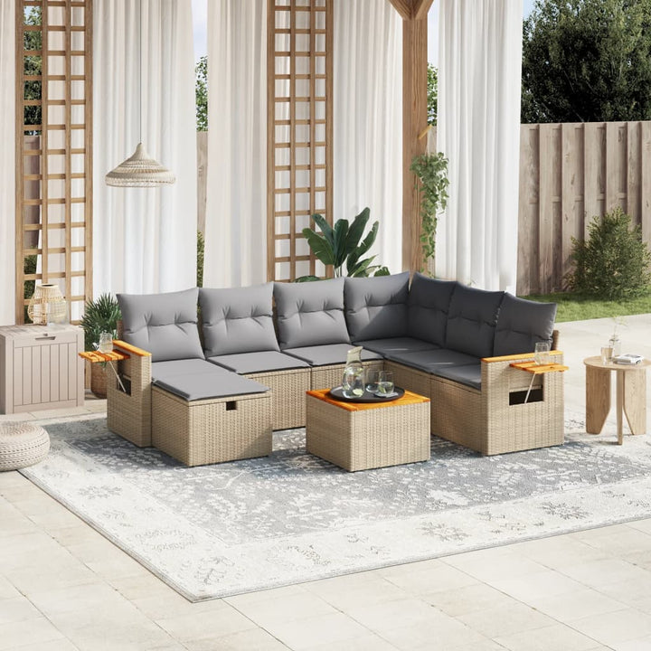 Set Canapele De Grădină, 7 Piese, Cu Perne, , Poliratan