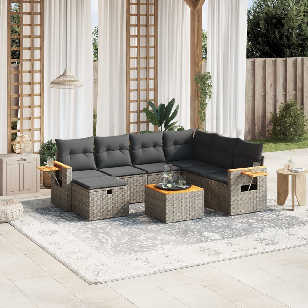 Set Canapele De Grădină, 7 Piese, Cu Perne, , Poliratan