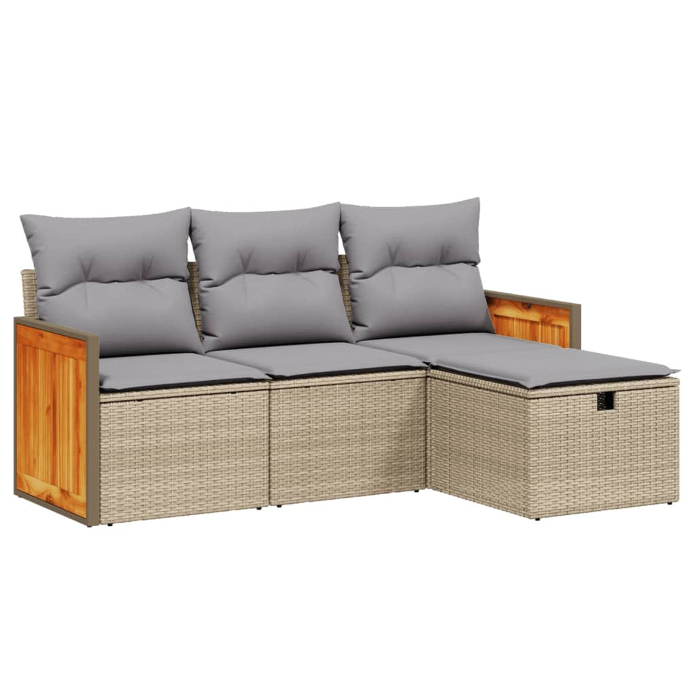 Set Canapele De Grădină, 4 Piese, Cu Perne, Mix Bej, Poliratan
