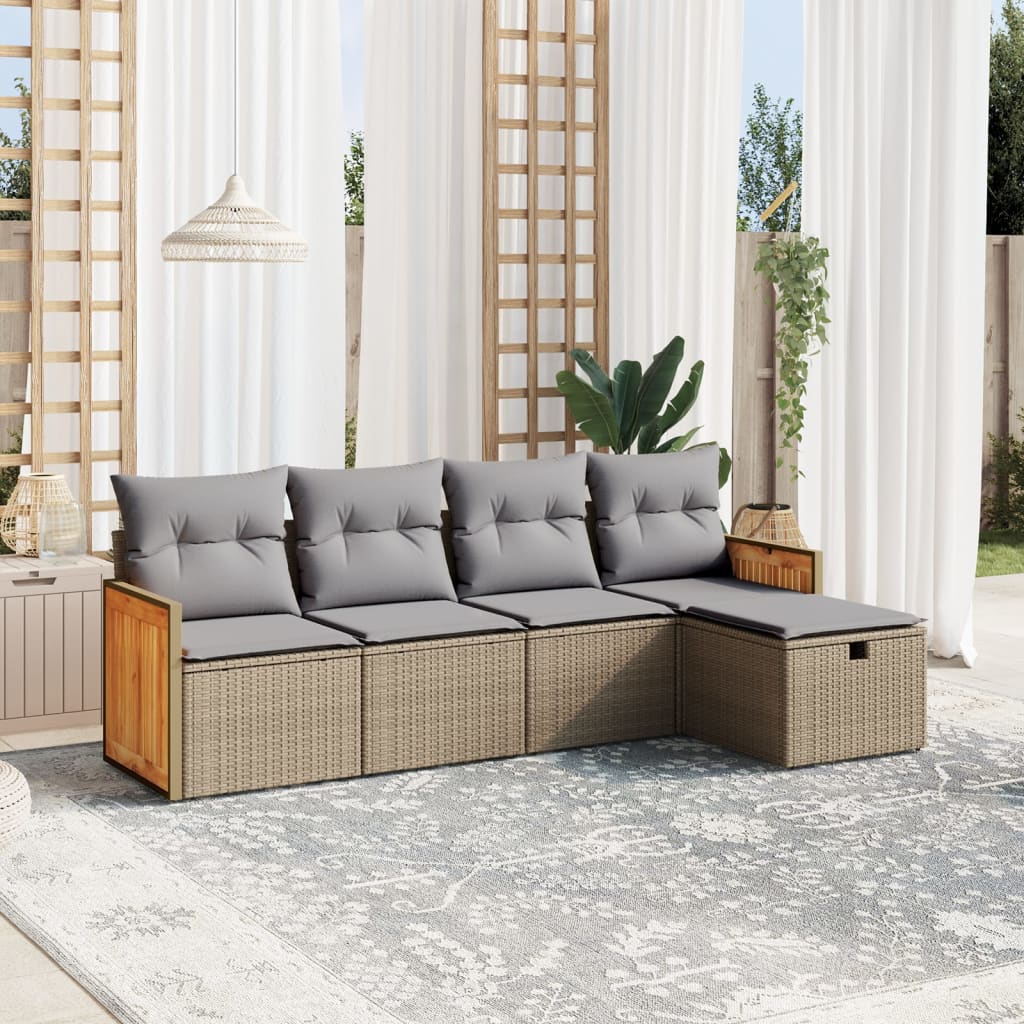 Set Mobilier De Grădină Cu Perne, 6 Piese, , Poliratan