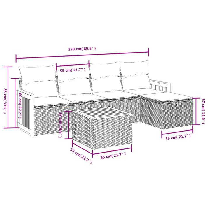Set Mobilier De Grădină Cu Perne, 6 Piese, , Poliratan