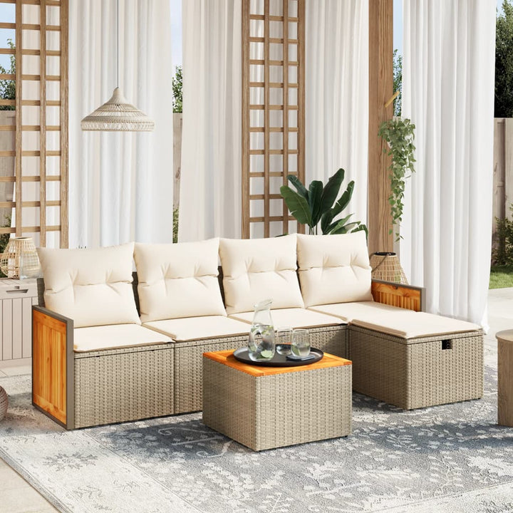 Set Mobilier De Grădină Cu Perne, 6 Piese, , Poliratan