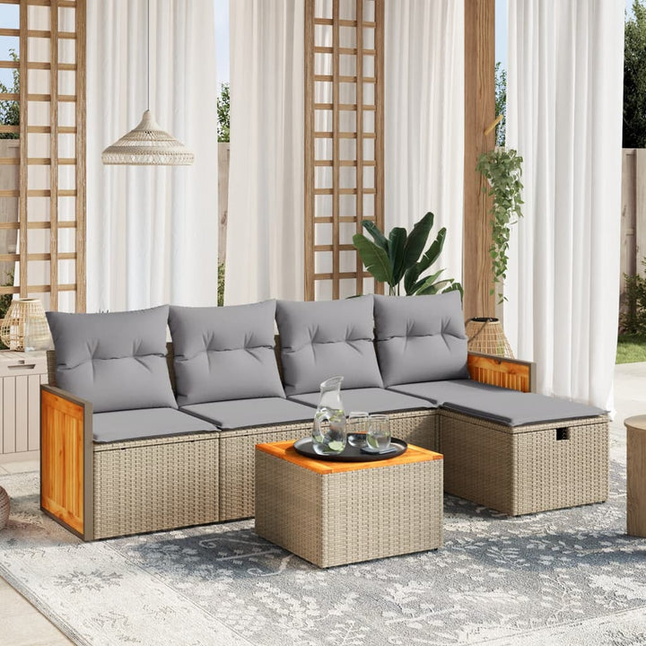 Set Mobilier De Grădină Cu Perne, 6 Piese, , Poliratan
