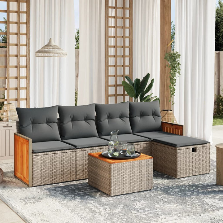 Set Mobilier De Grădină Cu Perne, 6 Piese, , Poliratan