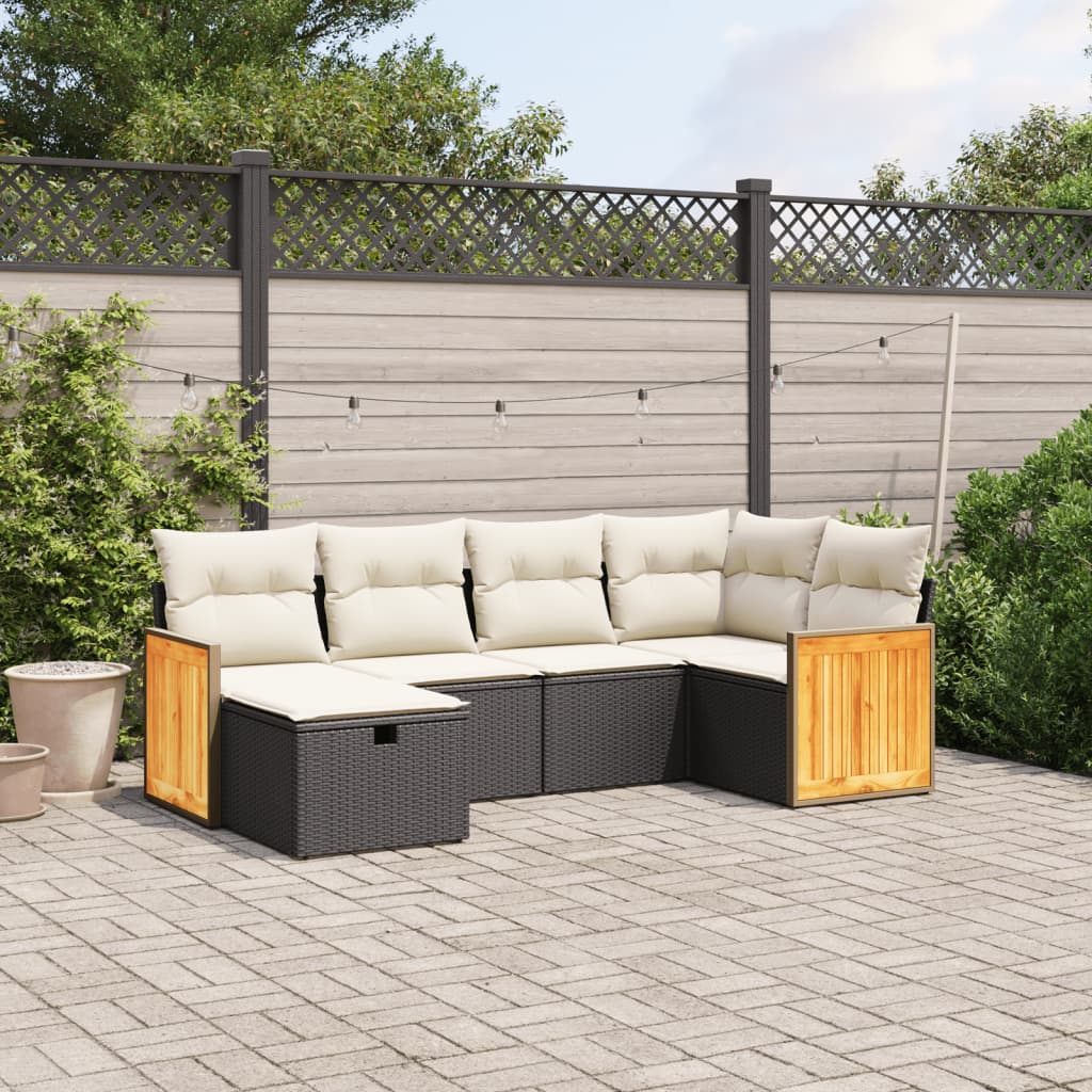 Set Mobilier De Grădină Cu Perne, 6 Piese, , Poliratan