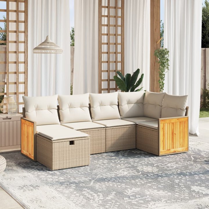 Set Mobilier De Grădină Cu Perne, 6 Piese, , Poliratan