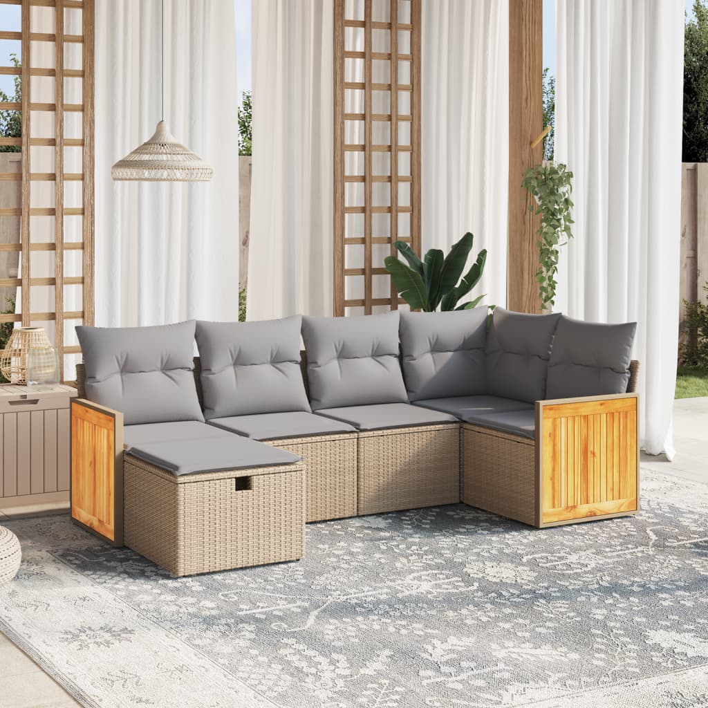 Set Mobilier De Grădină Cu Perne, 6 Piese, , Poliratan
