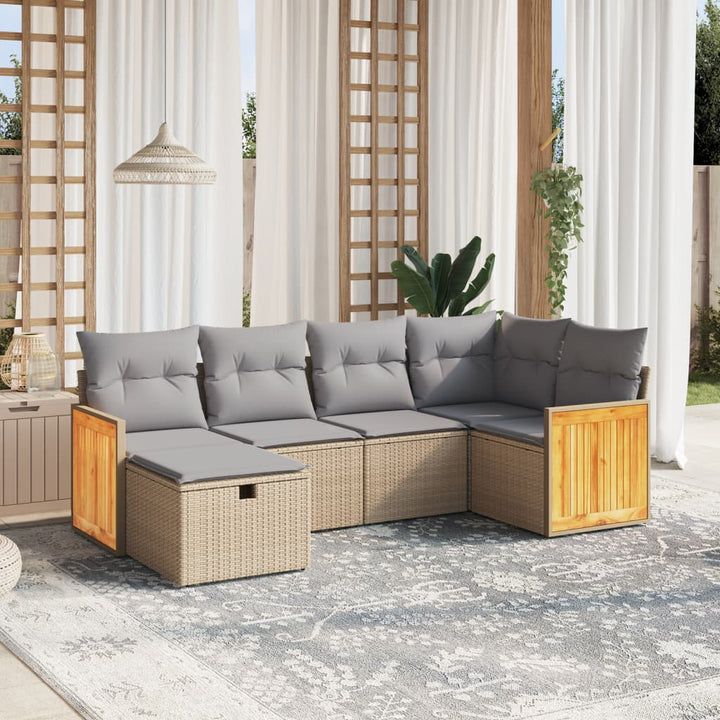 Set Mobilier De Grădină Cu Perne, 6 Piese, , Poliratan