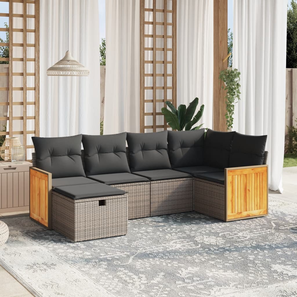 Set Mobilier De Grădină Cu Perne, 6 Piese, , Poliratan