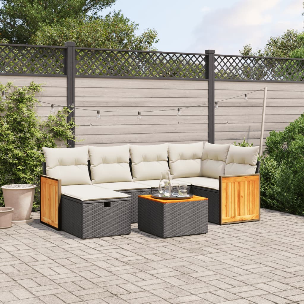 Set Mobilier De Grădină Cu Perne, 6 Piese, , Poliratan