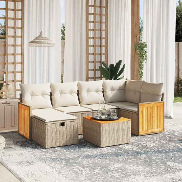 Set Mobilier De Grădină Cu Perne, 6 Piese, , Poliratan