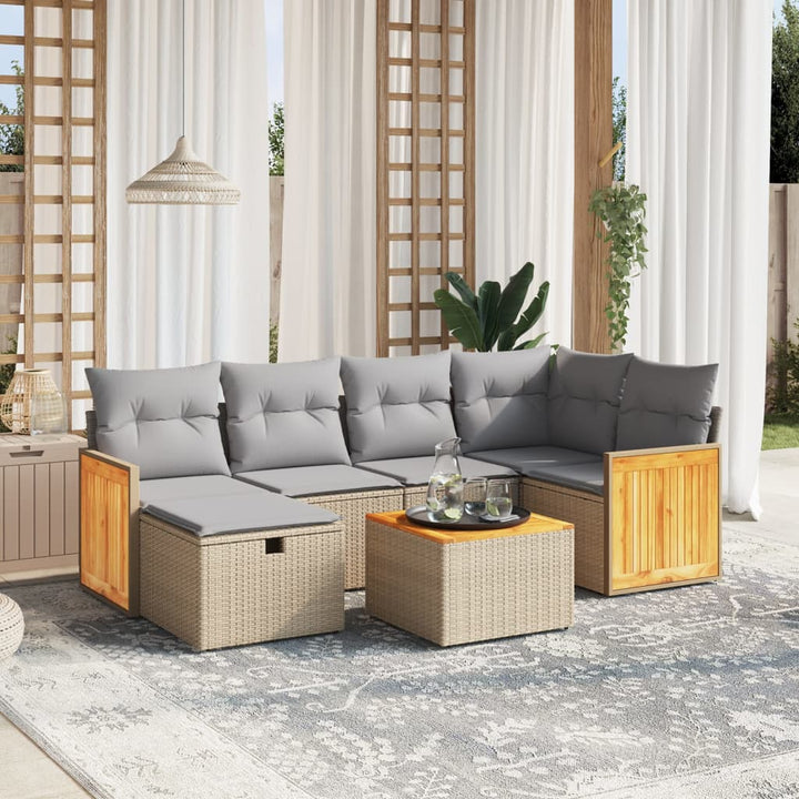 Set Mobilier De Grădină Cu Perne, 6 Piese, , Poliratan