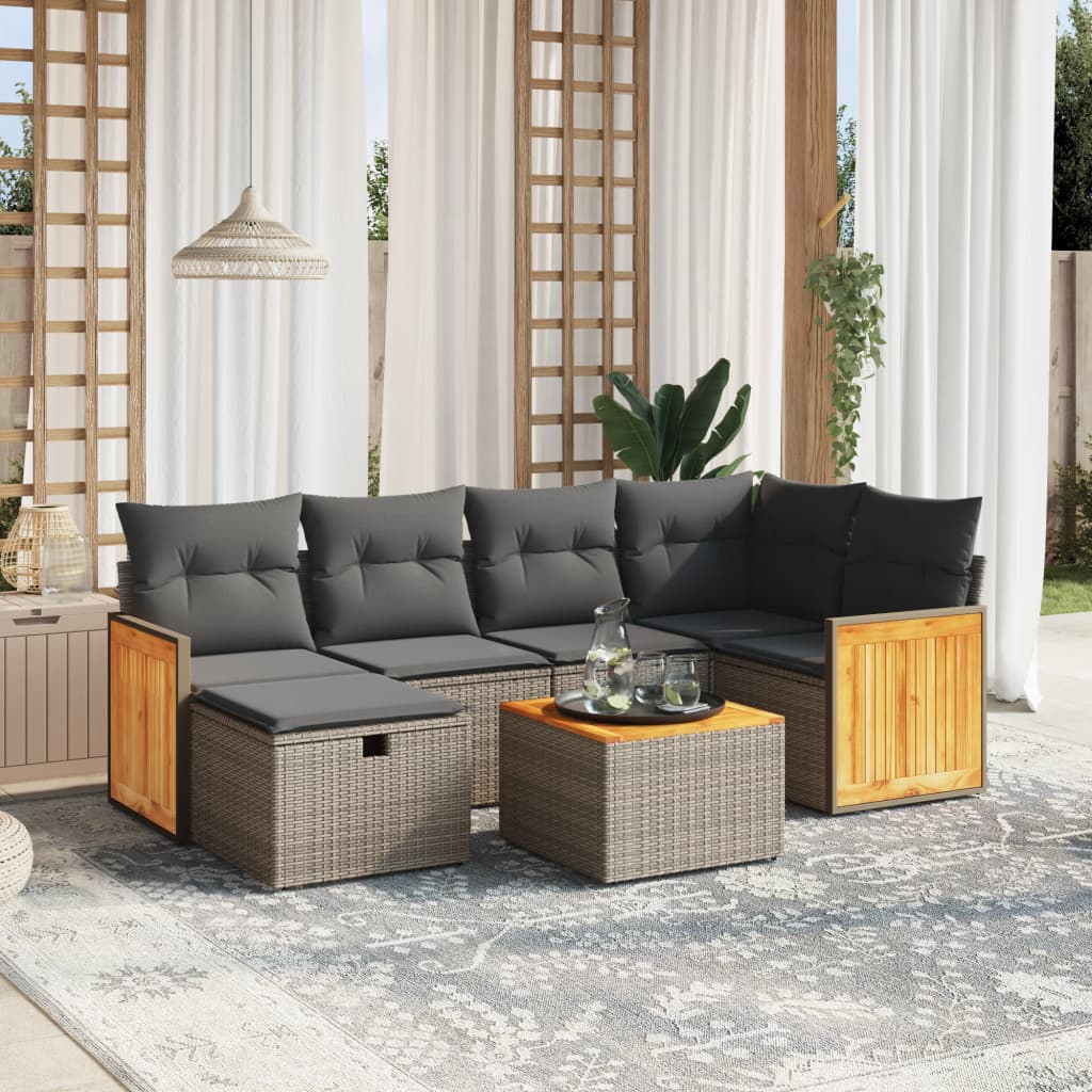Set Mobilier De Grădină Cu Perne, 6 Piese, , Poliratan