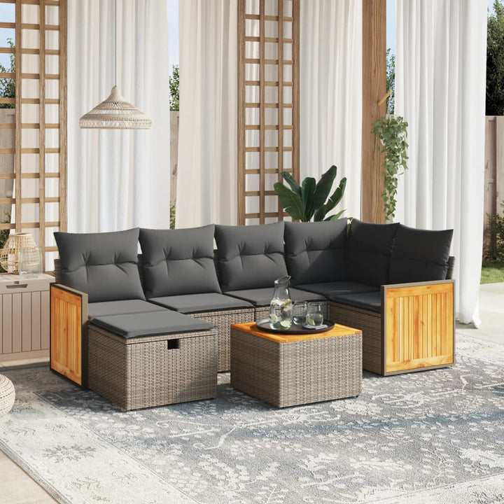 Set Mobilier De Grădină Cu Perne, 6 Piese, , Poliratan