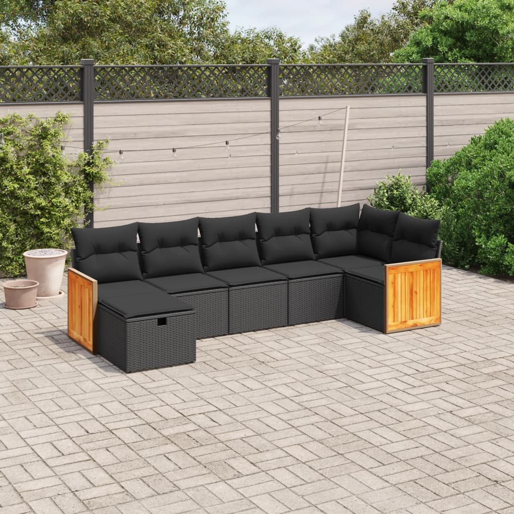 Set Canapele De Grădină, 7 Piese, Cu Perne, , Poliratan