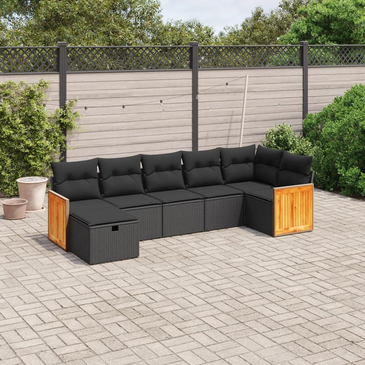 Set Canapele De Grădină, 7 Piese, Cu Perne, , Poliratan