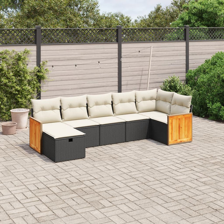Set Canapele De Grădină, 7 Piese, Cu Perne, , Poliratan