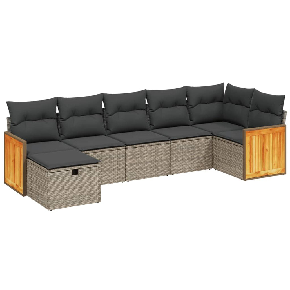Set Canapele De Grădină, 7 Piese, Cu Perne, , Poliratan